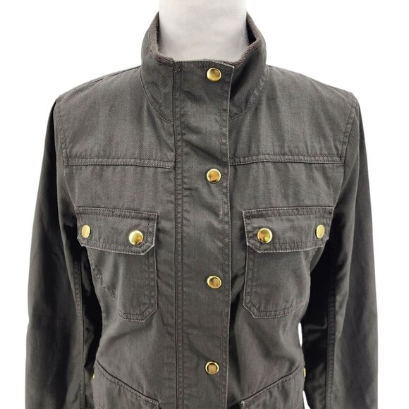 J Crew Factory Womens Small Jacket Relaxed Boyfriend Field Jacket Green Coated - Picture 2 of 12